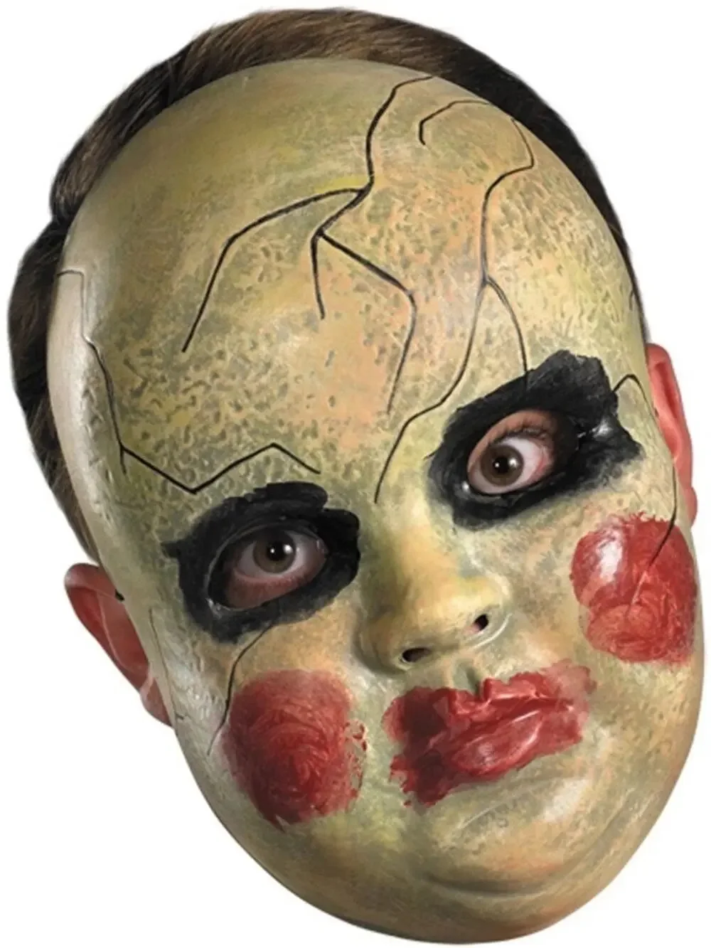BLANK WHIT E MASK BLACK EYES DOLL SCARY CREEPY PURGE HALLOWEEN FACE MASK DG23927 - Picture 1 of 2